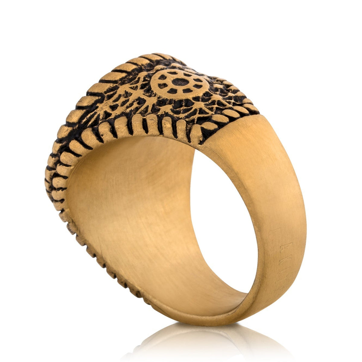 Akitsune Imperator Ring Antikgold, Ansicht von oben und hinten