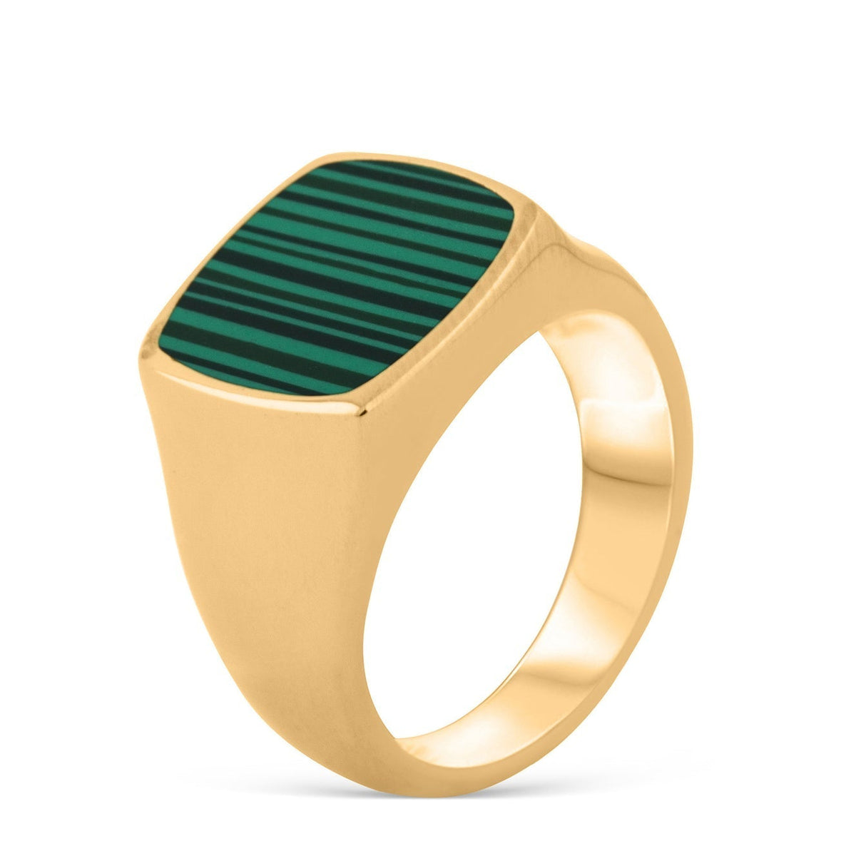 Akitsune Opul Ring Gold-Grün, Siegelring mit künstlichem Malachit