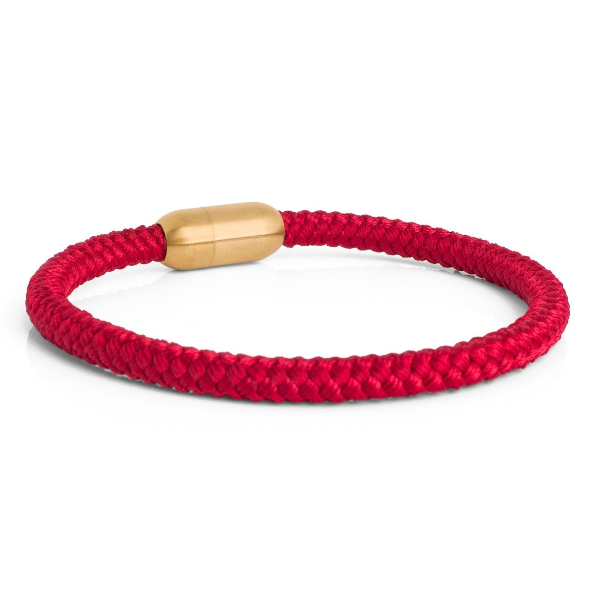 Akitsune Silvus Nylon-Armband Mattgold-Maroon, Seitenansicht