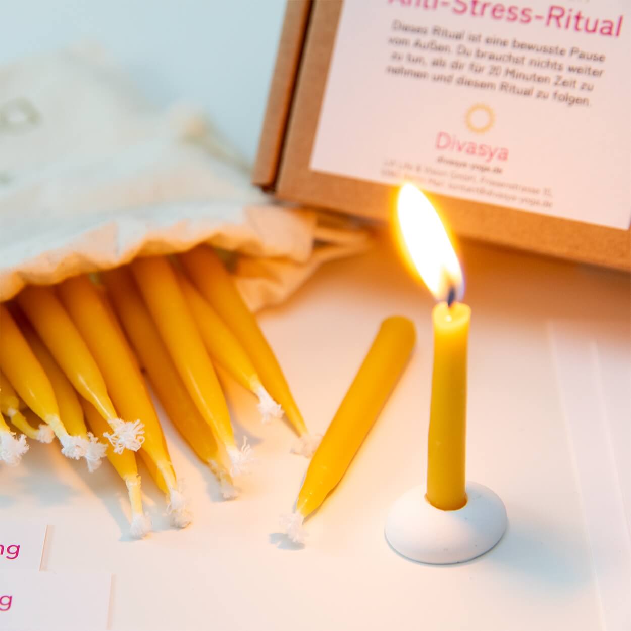 Streichhölzer und Release-Zettel aus dem Anti-Stress Set