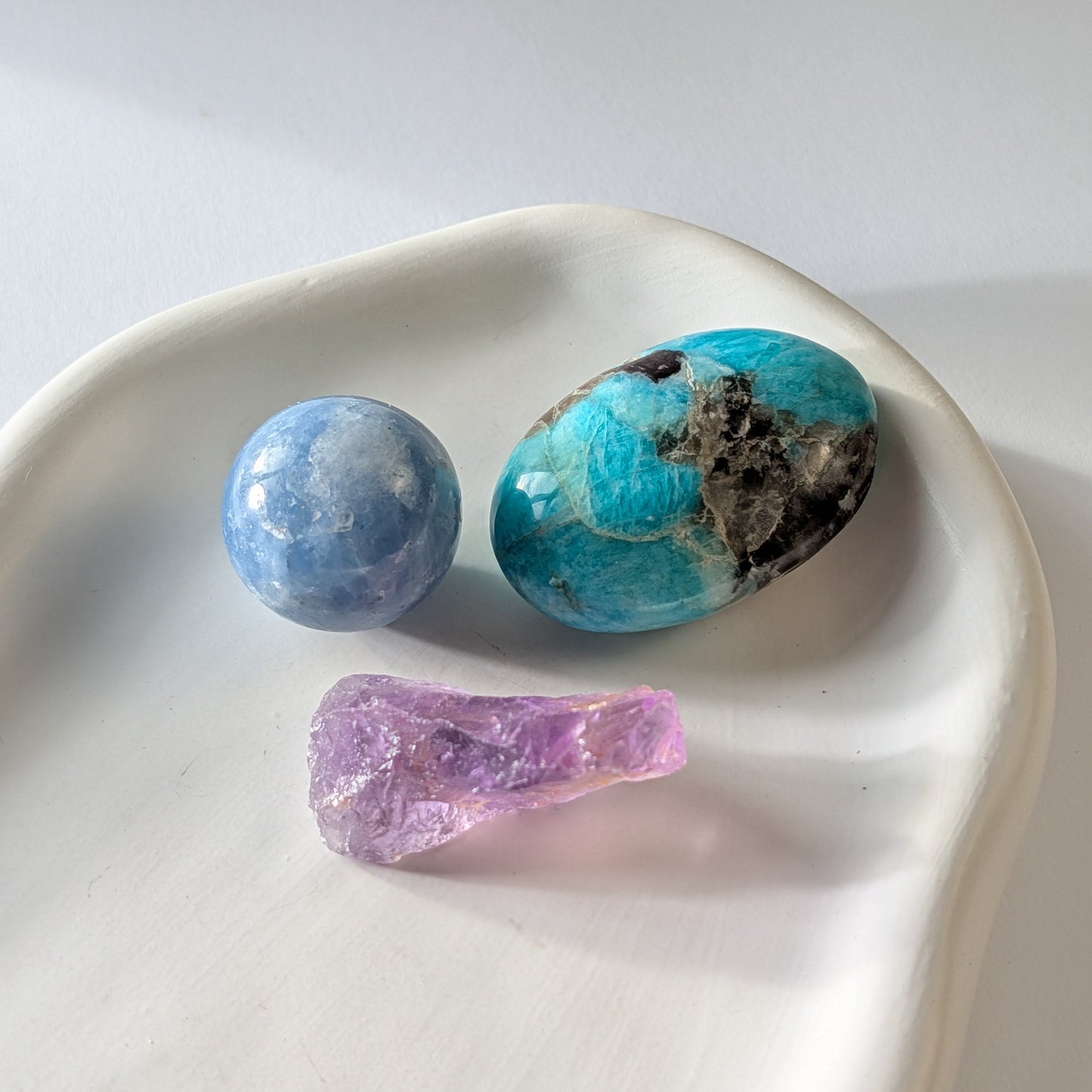 Anti Stress Kristallset Heilsteine Amethyst Amazonit Blauer Calcit Temple of Desire