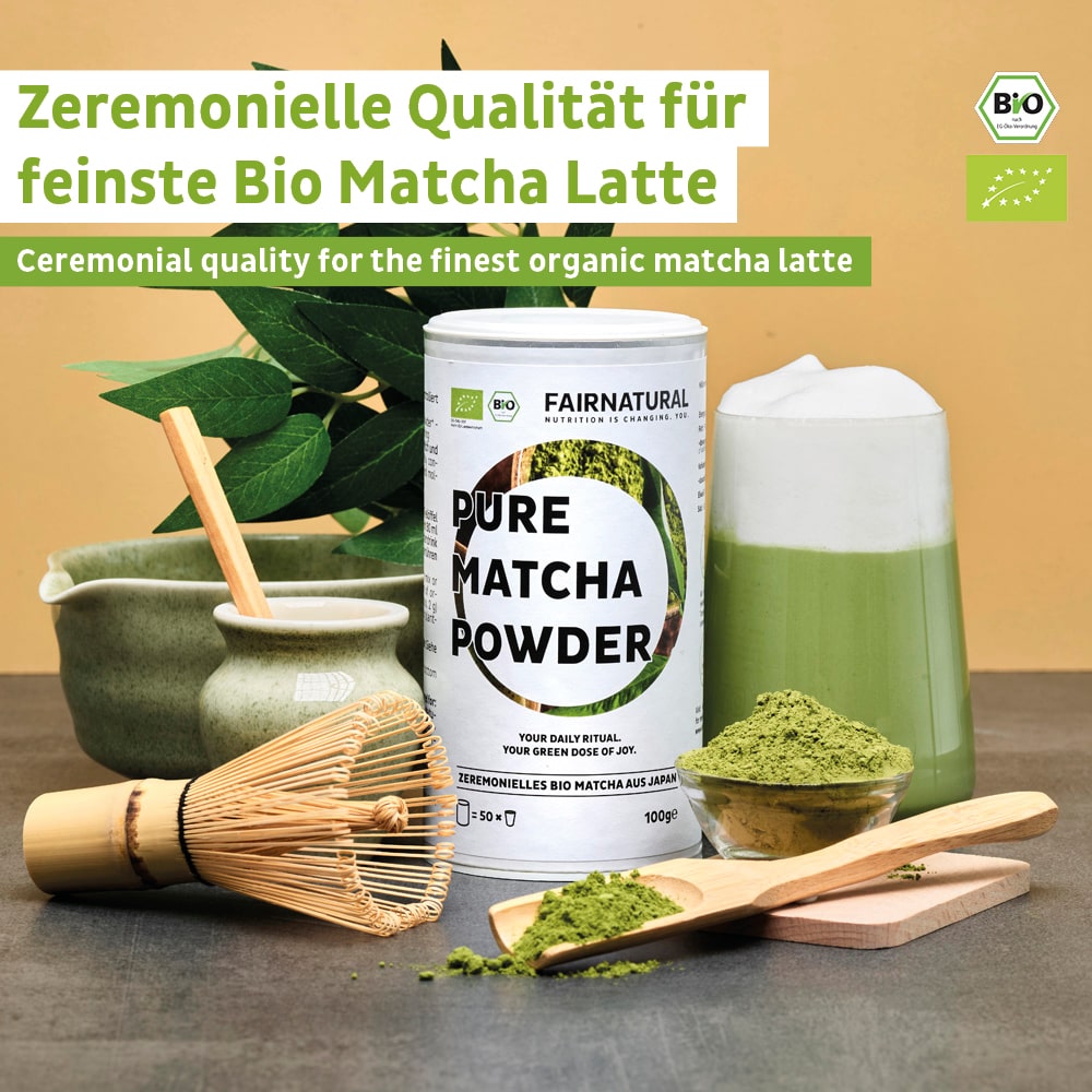 Fairnatural Bio Matcha Pulver, Ansicht zur Anwendung