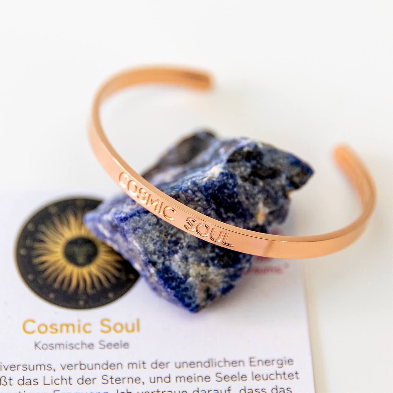 Rosé vergoldeter spiritueller Armreif 'Cosmic Soul'