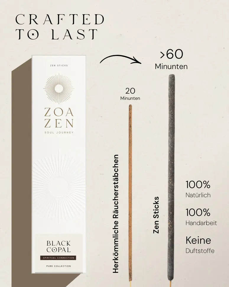 Black Copal Zen Sticks auf Steinablage