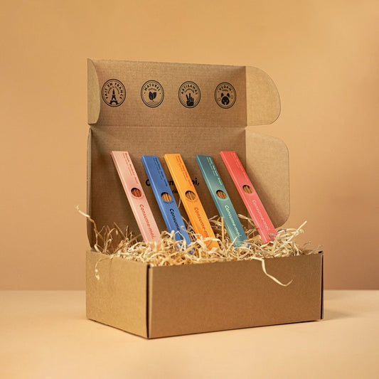 Bloom Entdeckungspaket mit 5 verschiedenen natuerlichen Raeucherstaebchen Dragonfly Bubble Shell Sweet Sand Flamingo Blue Bird.