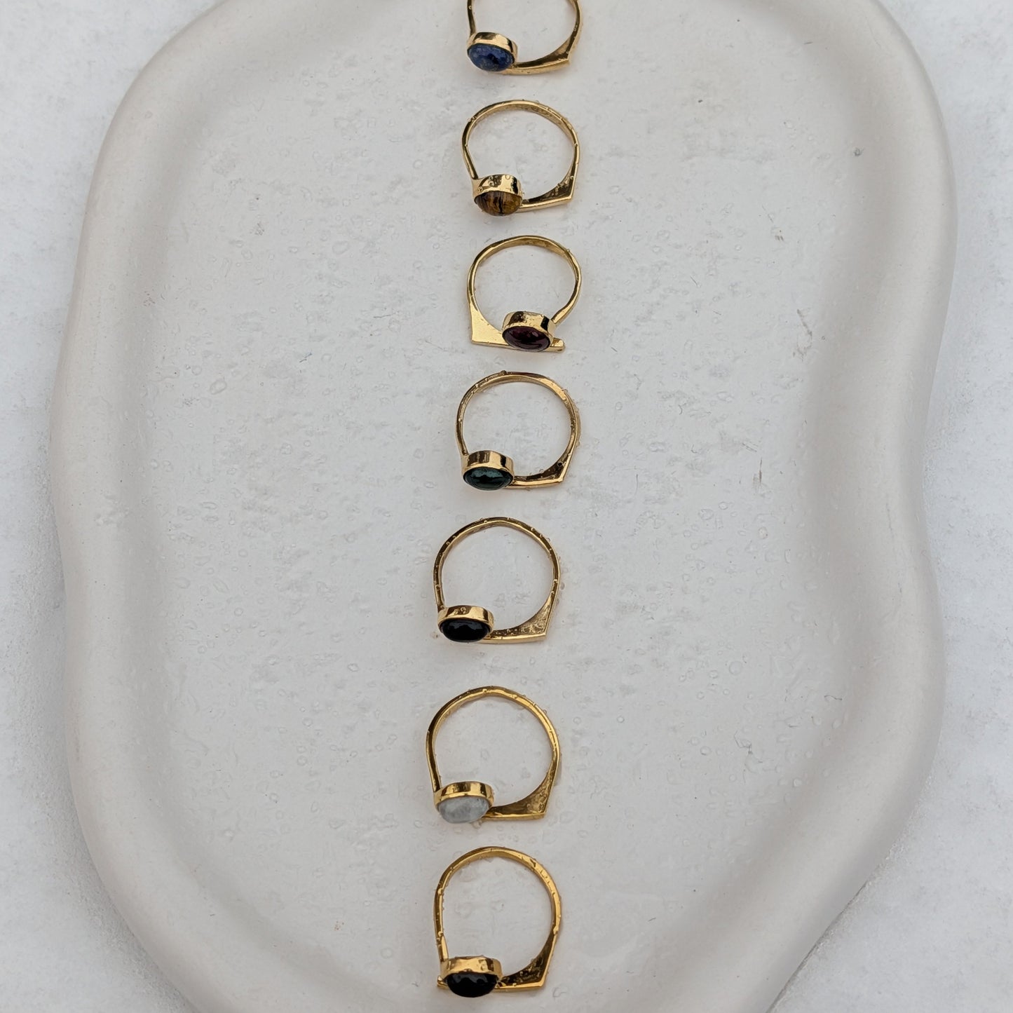 Bronze Ring verstellbar Edelstein Mineralstein Mondstein Malachit Amethyst Temple of Desire