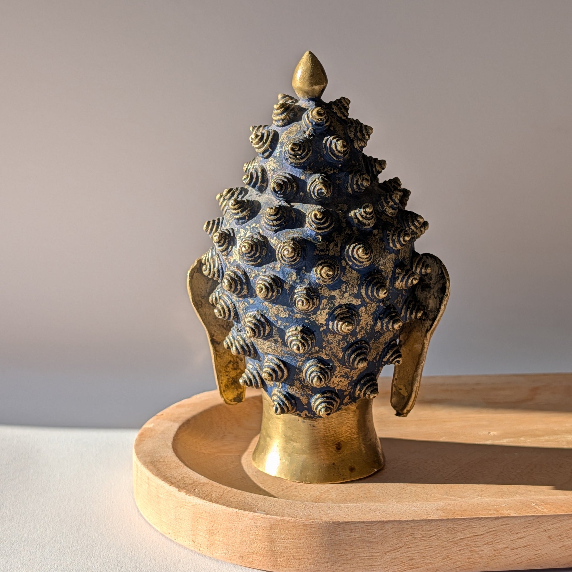 Buddha Kopf Messing Nepal Newar Kunst Ritualobjekt Altar Temple of Desire