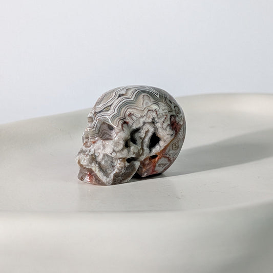 Bunter Kristallschädel Valdis Crazy Lace Achat 47g