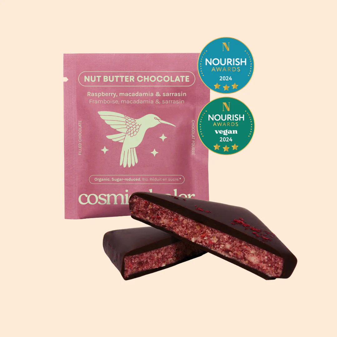 COSMIC DEALER Himbeere & Macadamia Nussbutter Schokolade