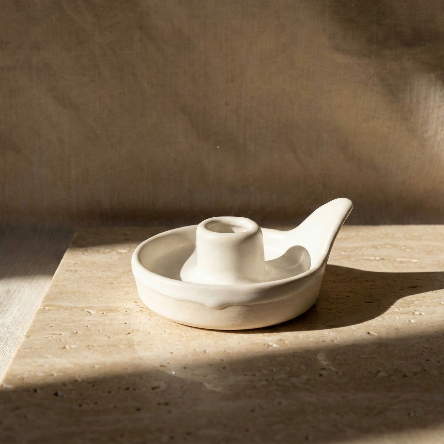 Cazu Ceramics Kerzenhalter (Steinzeug) | Matt Weiß | Handgemacht