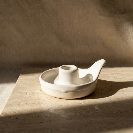 Cazu Ceramics Kerzenhalter (Steinzeug) | Matt Weiß | Handgemacht