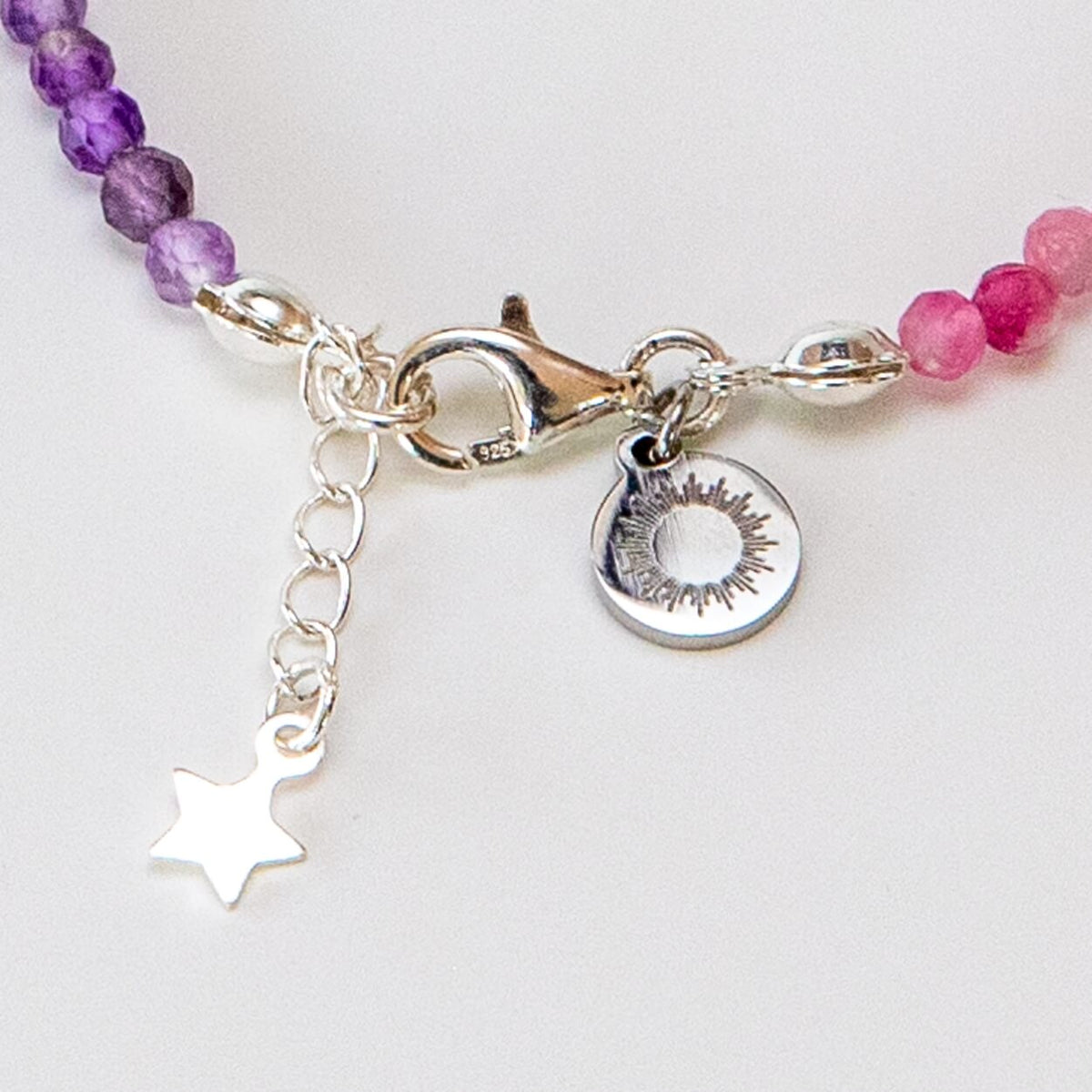 Chakra-Armband mit versilbertem Lebensblume-Anhänger, Produktbild 7