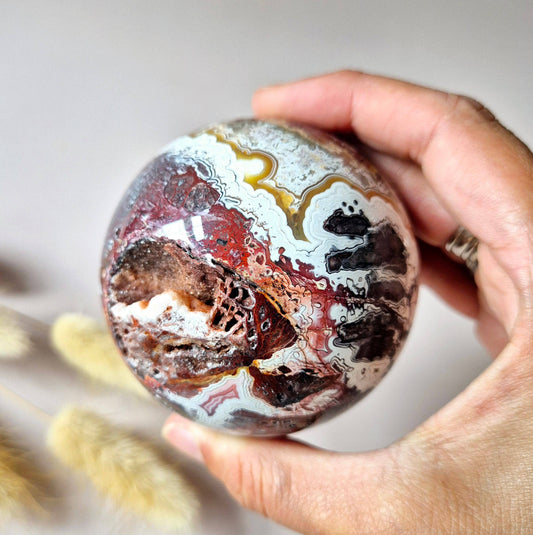 Crazy Lace Achat Kugel 440g Mexikanischer Achat Druse Lebensfreude Temple of Desire