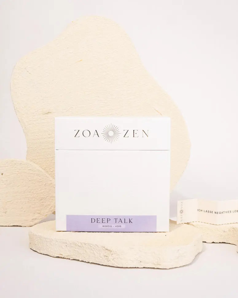 Deep Talk Zen Paper Räucherpapier geöffnet mit Blättern