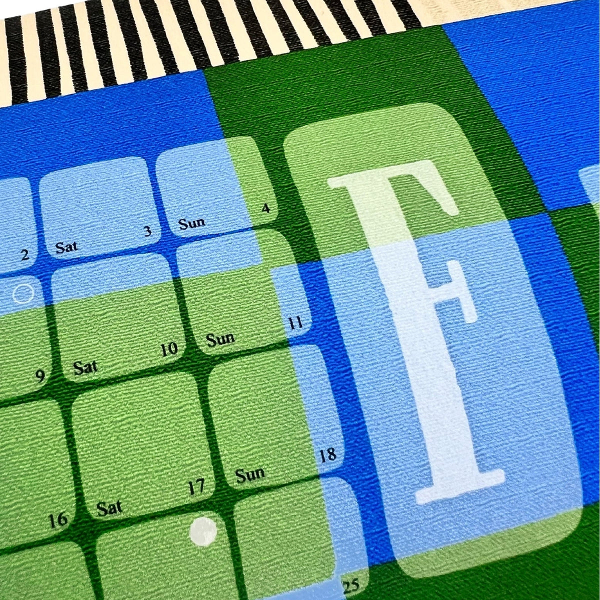 Kilim Karo Wandkalender in Grün und Türkis, weitere Ansicht