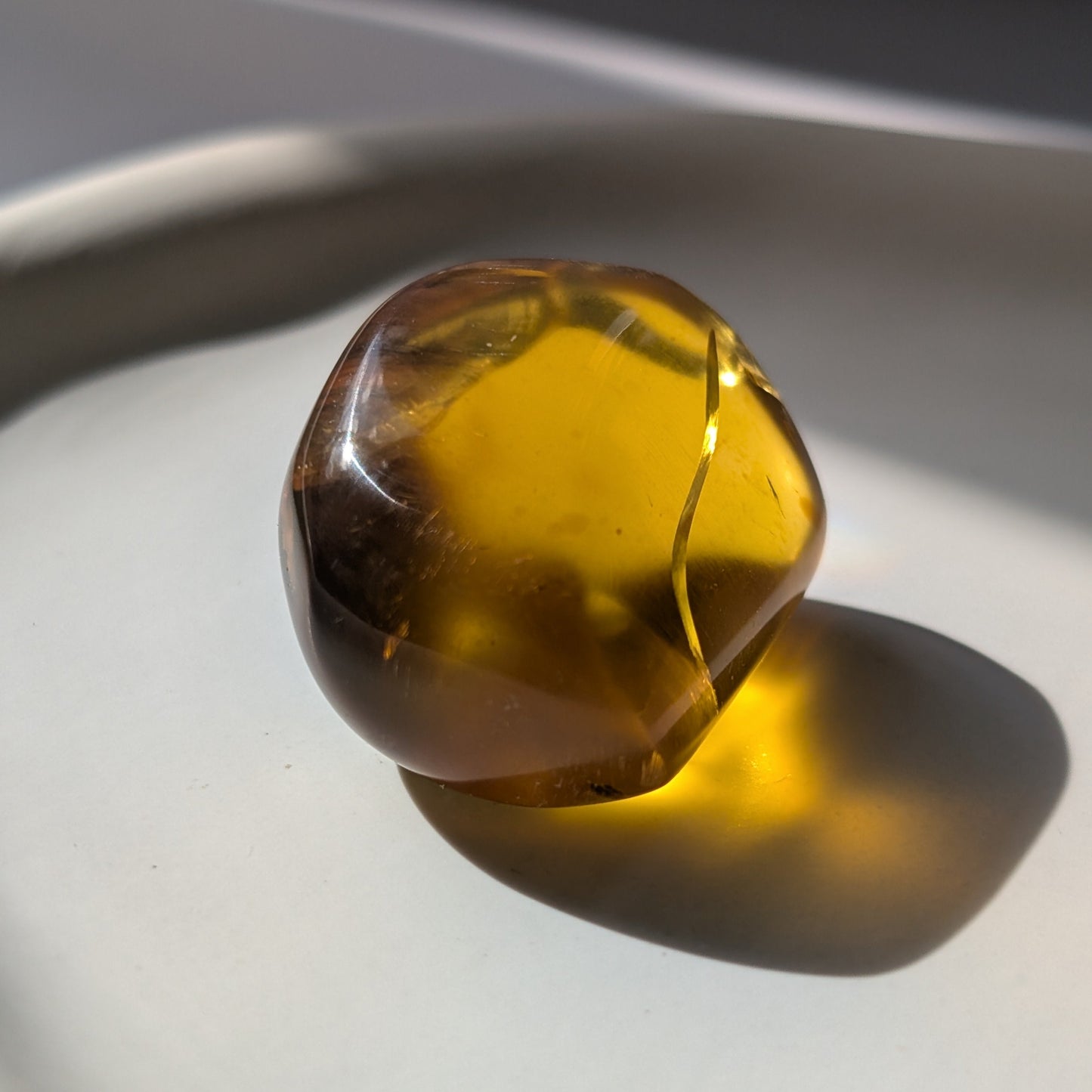 Einzigartiger Bicolor-Bernstein 'Die Träne der Sonne' mit mystischen, nebelartigen inneren Strukturen, die an eingefangenen Rauch erinnern.