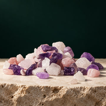 Lotus Vita Kristallsteine für Wasserfilterstation | Bergkristall, Rosenquarz & Amethyst, 700–800 g
