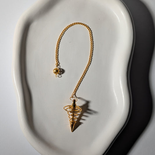 Finde deine Antworten. Hochwertiges Spiralpendel aus Metall (Gold). Made in Spain. Ideal für Radiästhesie, Energiearbeit & Chakra-Diagnose. (