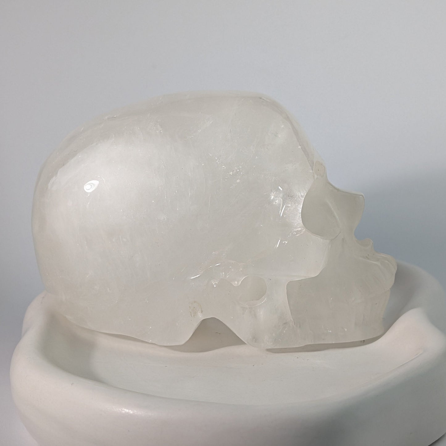 Großer klarer Kristallschädel Jasper Bergkristall 1170g