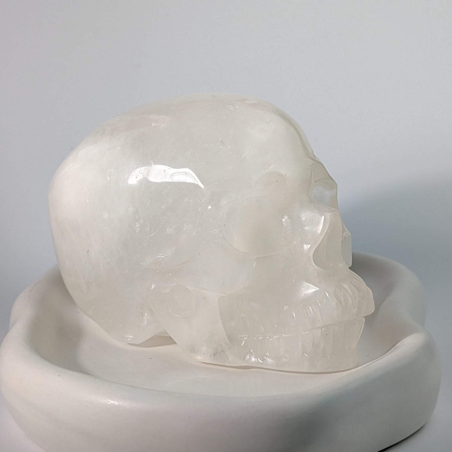 Großer klarer Kristallschädel Jasper Bergkristall 1170g