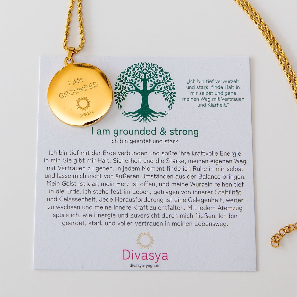 Mandala-Anhänger „I am grounded“ mit verdeckter Affirmationsgravur