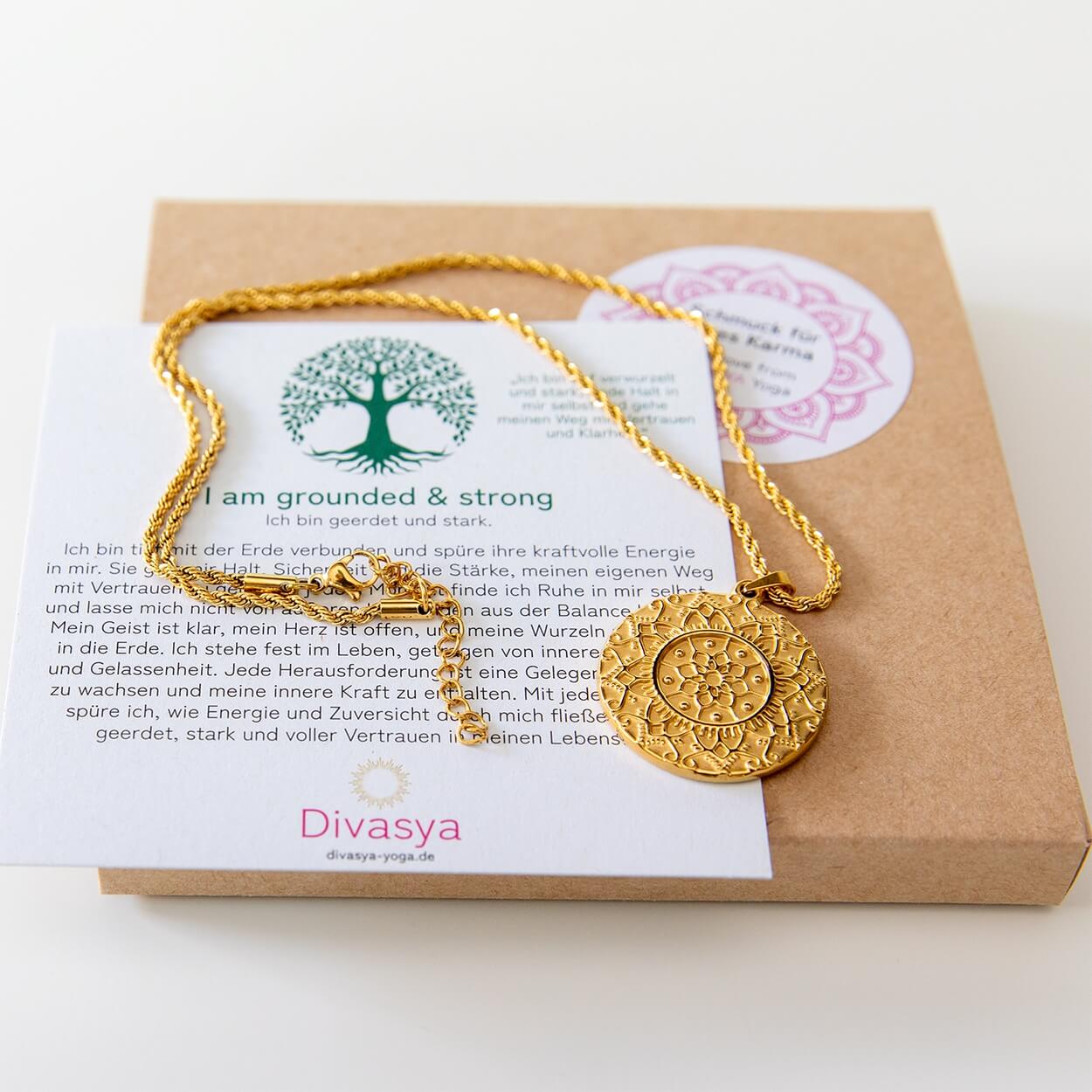 Mandala-Kette „I am grounded“ als achtsame Geschenkidee