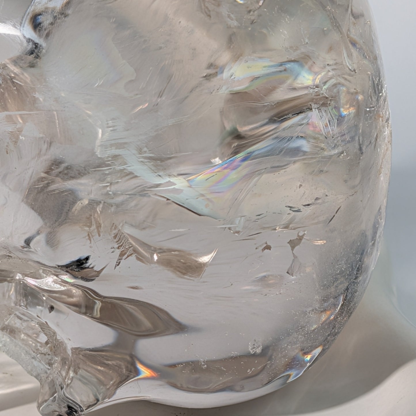 High End Bergkristall Schädel 1448g Regenbogen Handarbeit Meisterstück Sammler Temple of Desire