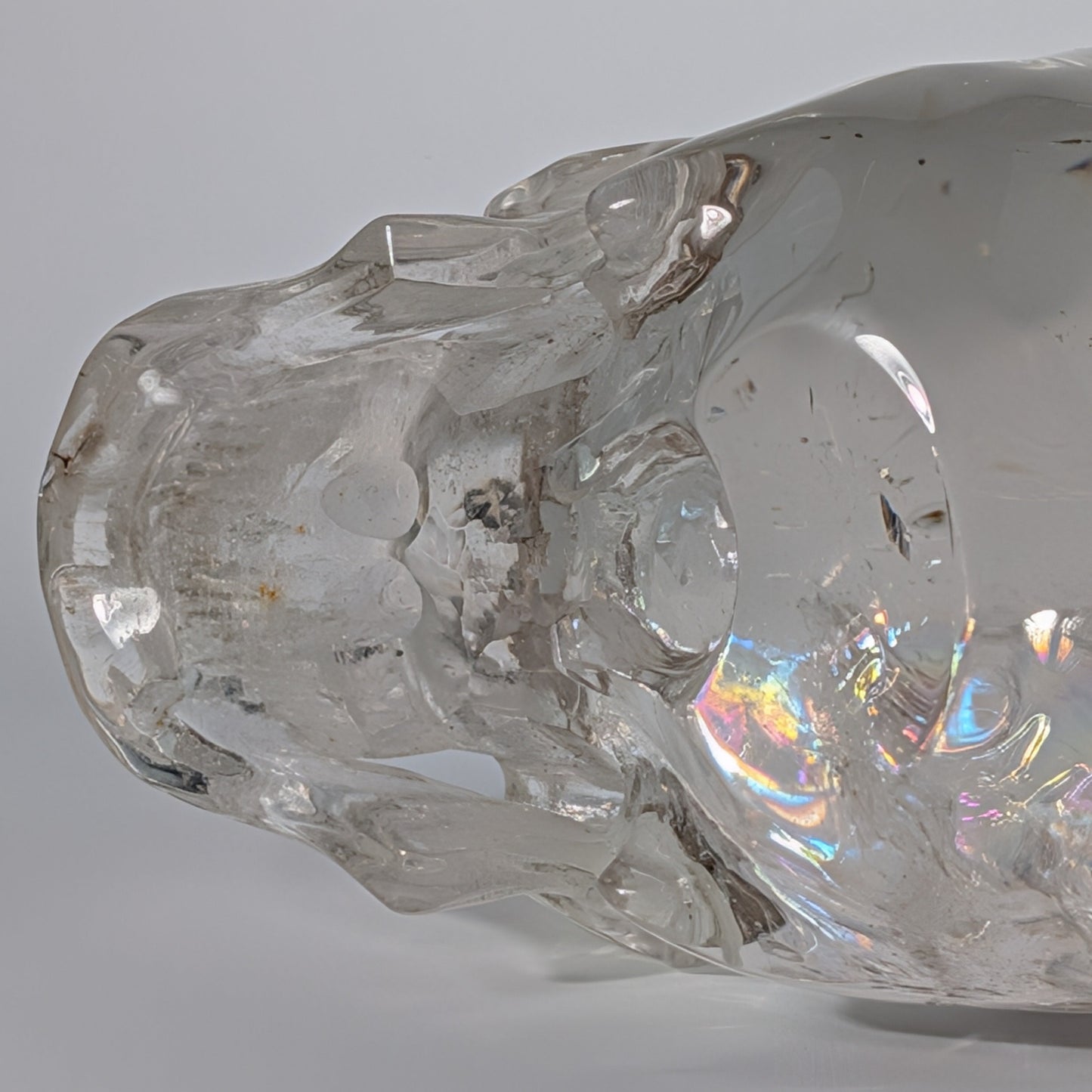 High End Bergkristall Schädel 1448g Regenbogen Handarbeit Meisterstück Sammler Temple of Desire