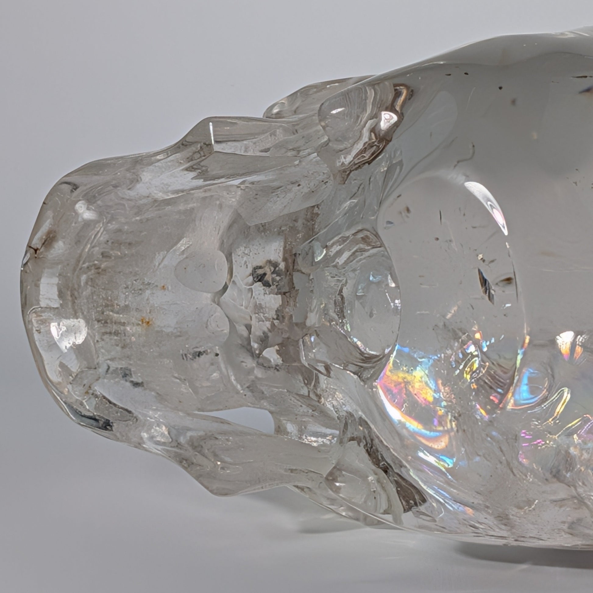 High End Bergkristall Schädel 1448g Regenbogen Handarbeit Meisterstück Sammler Temple of Desire