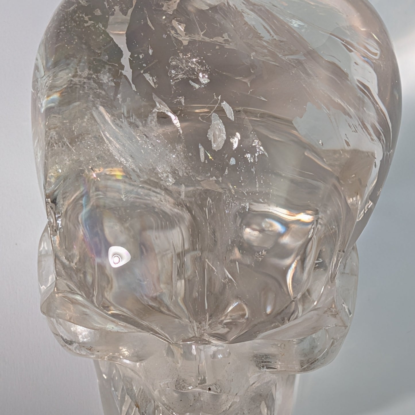 High End Bergkristall Schädel 1448g Regenbogen Handarbeit Meisterstück Sammler Temple of Desire