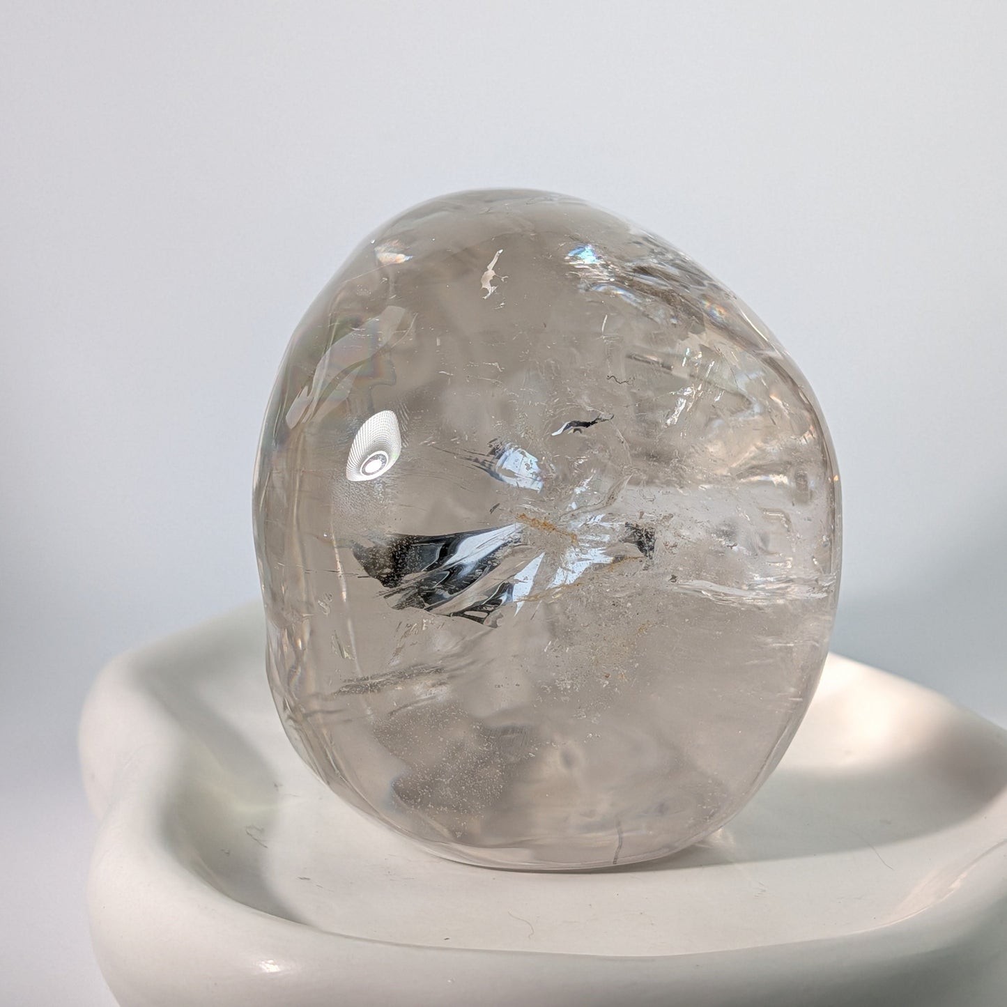 High End Bergkristall Schädel 1448g Regenbogen Handarbeit Meisterstück Sammler Temple of Desire