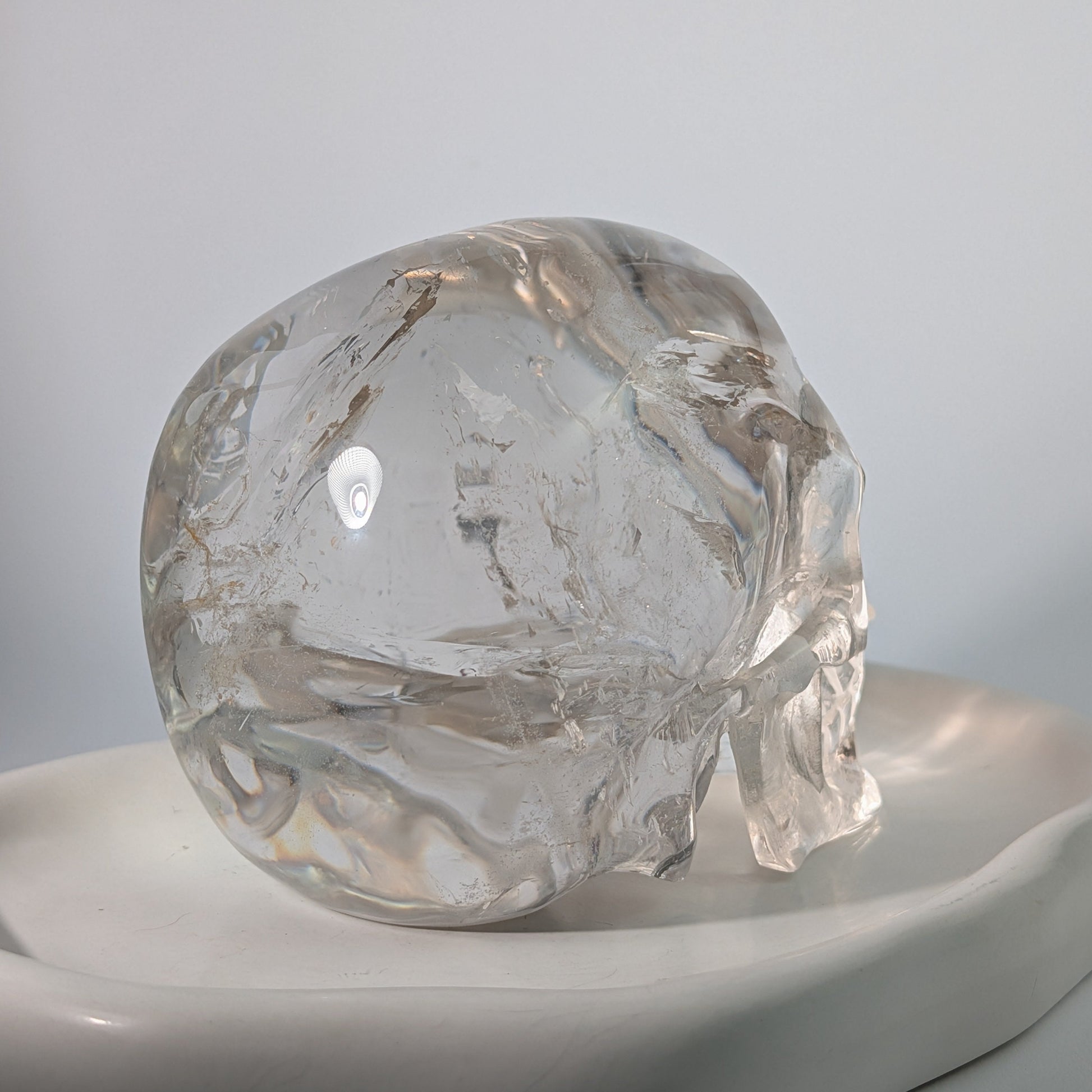 High End Bergkristall Schädel 1448g Regenbogen Handarbeit Meisterstück Sammler Temple of Desire