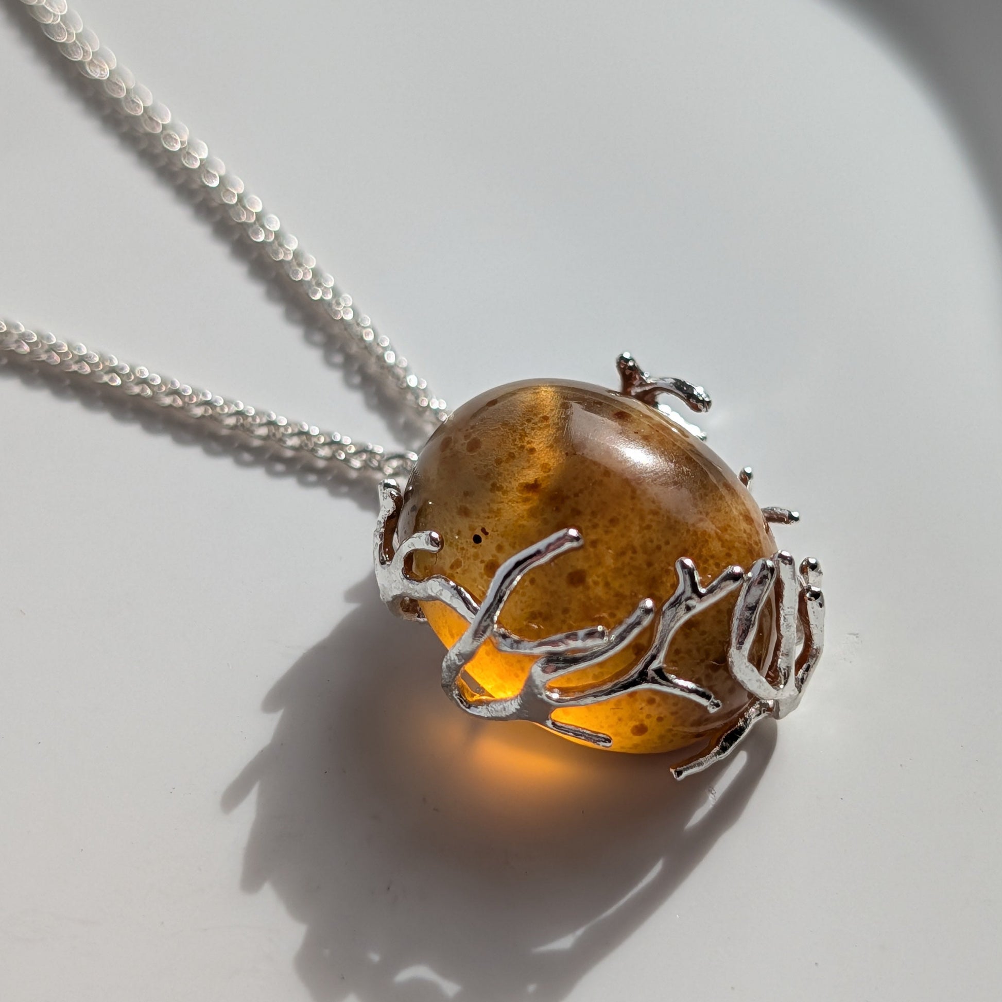 Karibischer Bernstein Halskette | Echtes Silber | Unikat