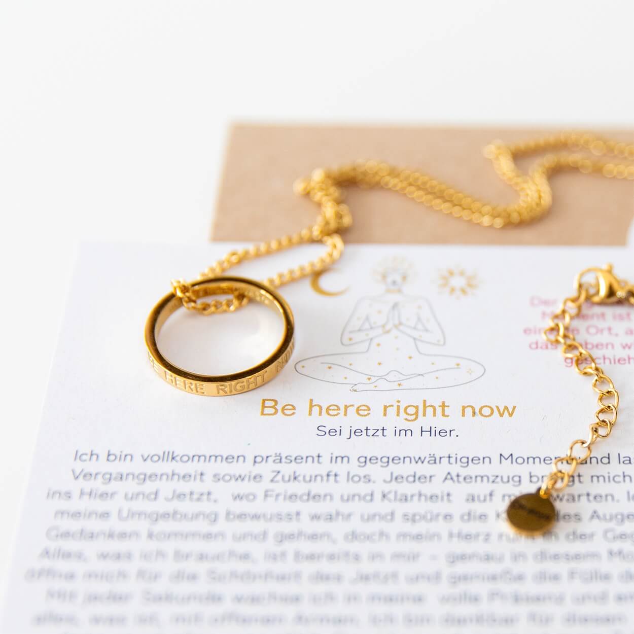 Kette mit Ring vergoldet mit 5 cm Verlängerungsstück