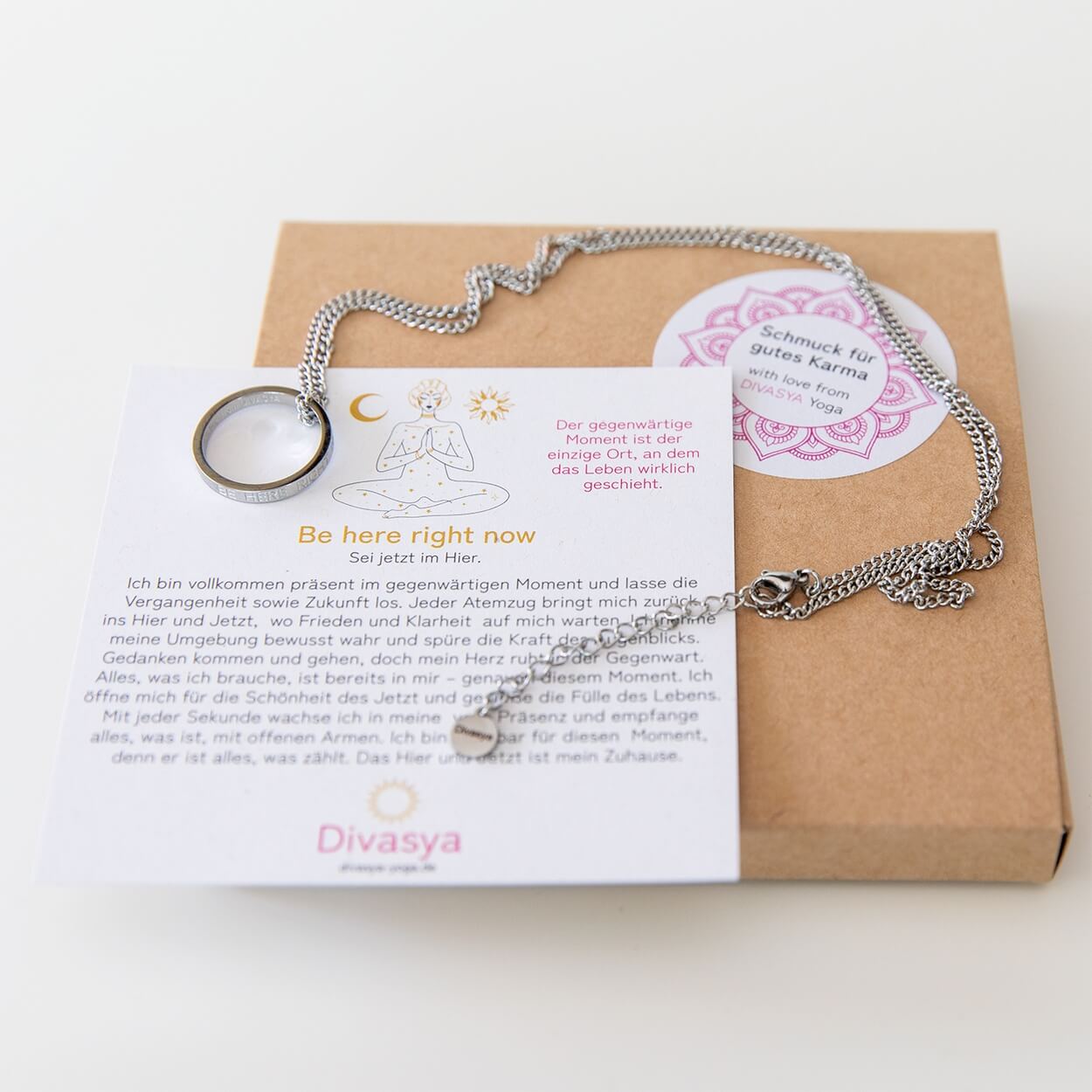 Ringkette 'Be here right now' | Silber mit Gravur