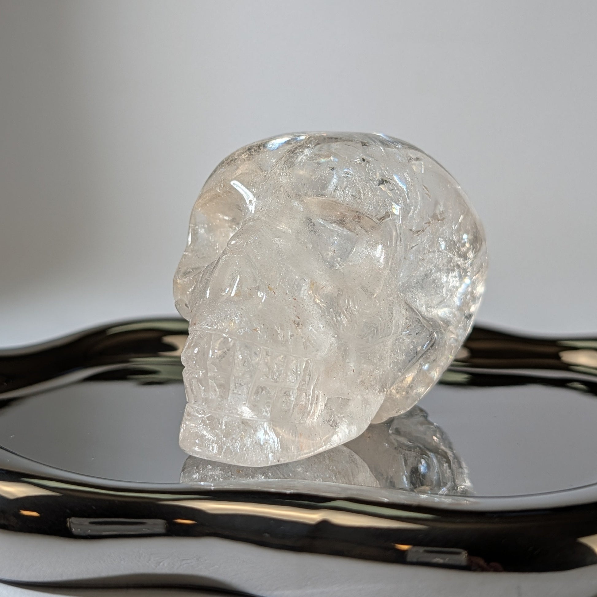 Klarer Kristallschädel Brashar Bergkristall 333g