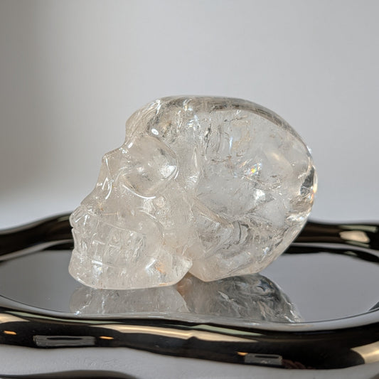 Klarer Kristallschädel Brashar Bergkristall 333g