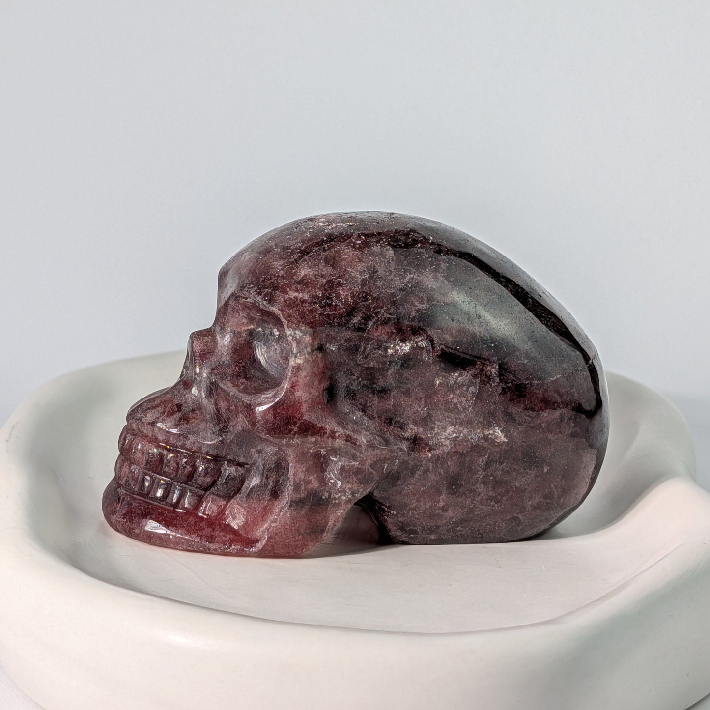 Klarer Kristallschädel Herion Bergkristall 501g