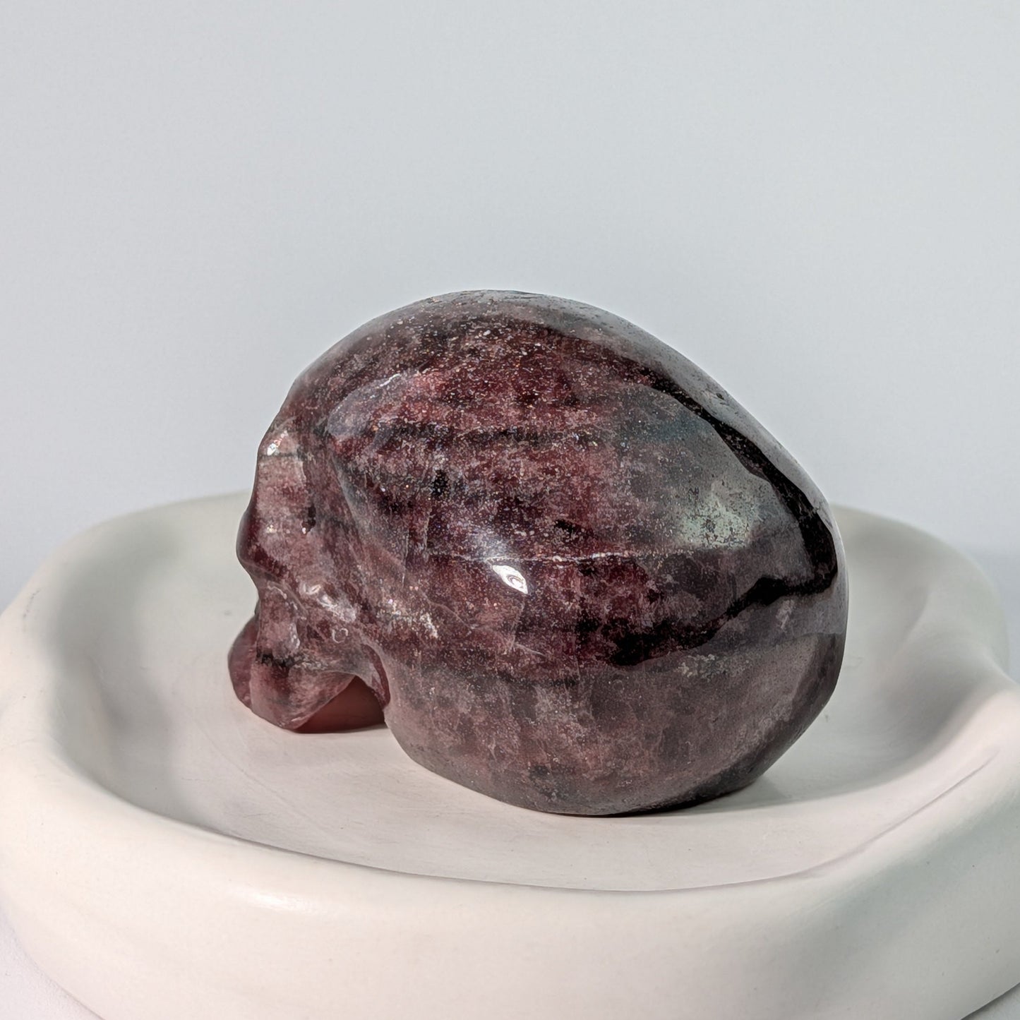 Klarer Kristallschädel Herion Bergkristall 501g