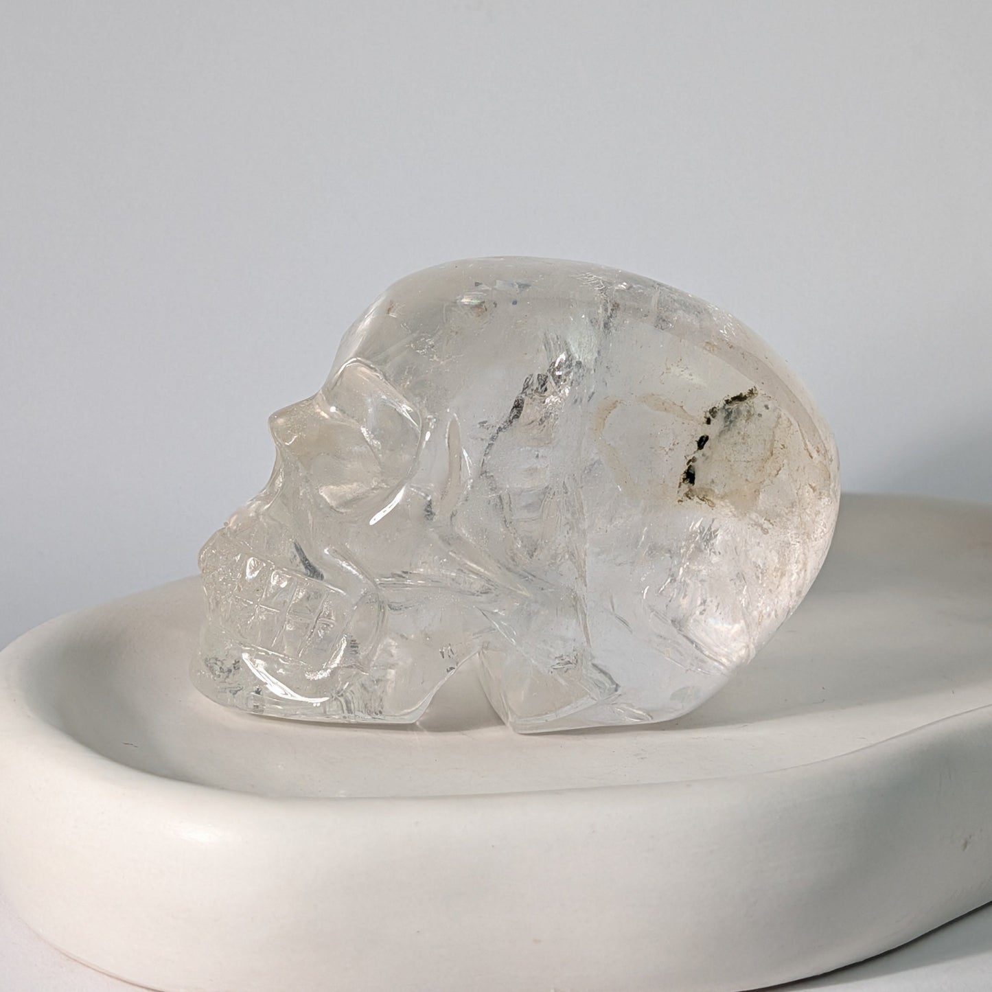 Klarer Kristallschädel Lina Bergkristall 566g