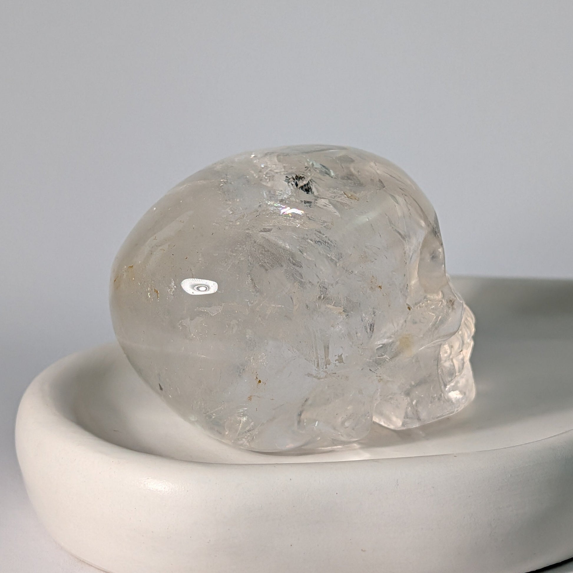 Klarer Kristallschädel Lina Bergkristall 566g