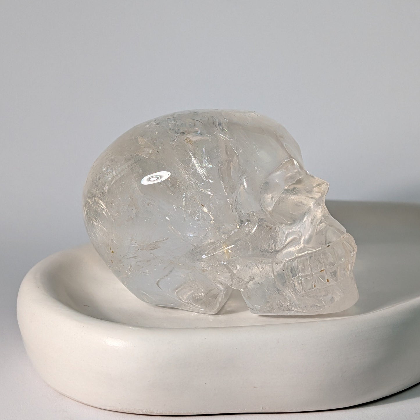 Klarer Kristallschädel Lina Bergkristall 566g