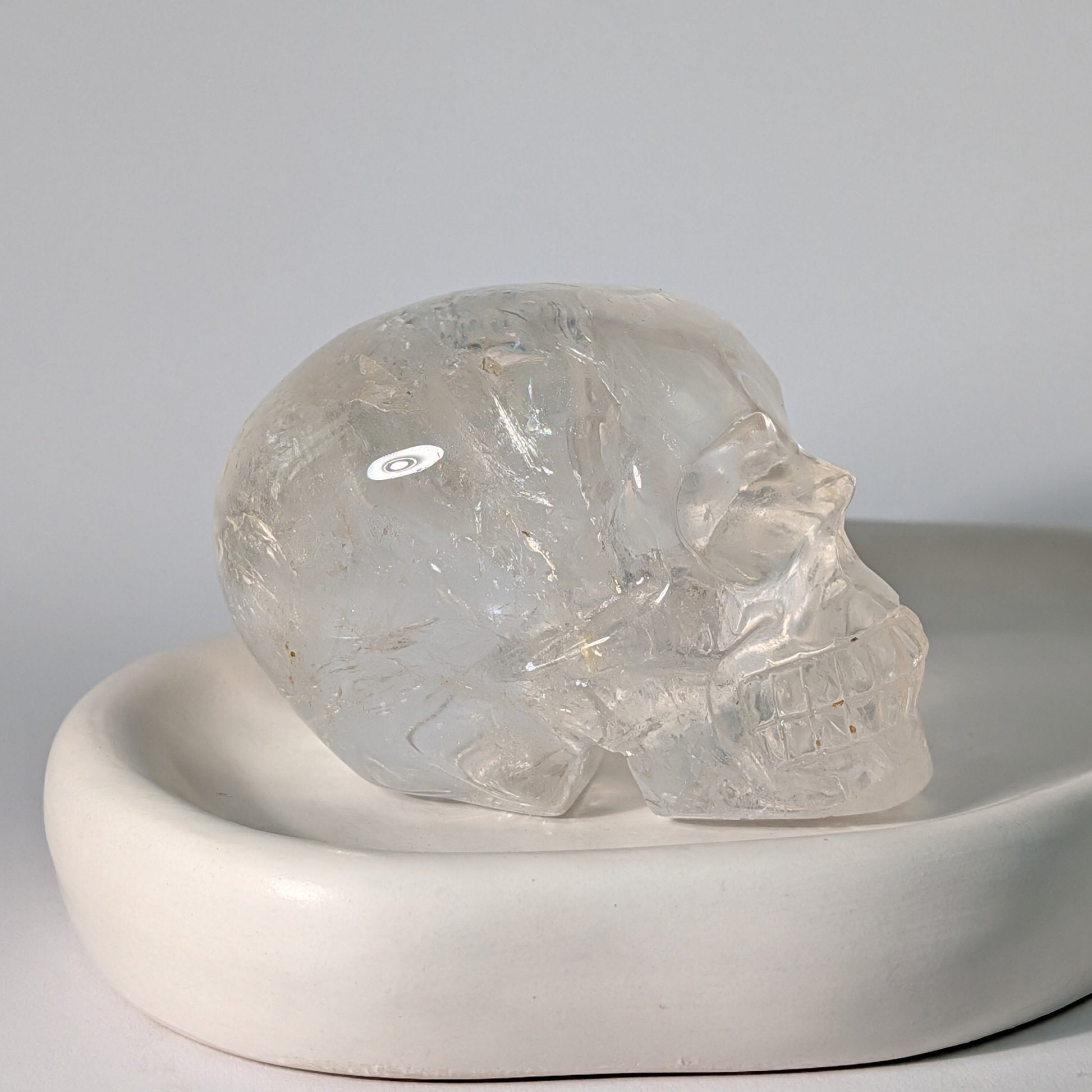 Klarer Kristallschädel Lina Bergkristall 566g