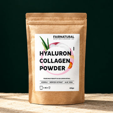 Fairnatural Kollagen Hyaluron Pulver, 450 g | Neutrales Pulver mit Vitamin C, 45 Portionen