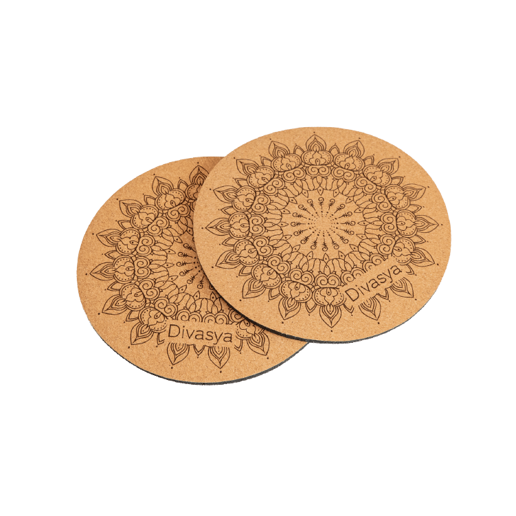 Yoga Kniepads aus Kork und Naturkautschuk im 2er-Set, 20 cm Durchmesser