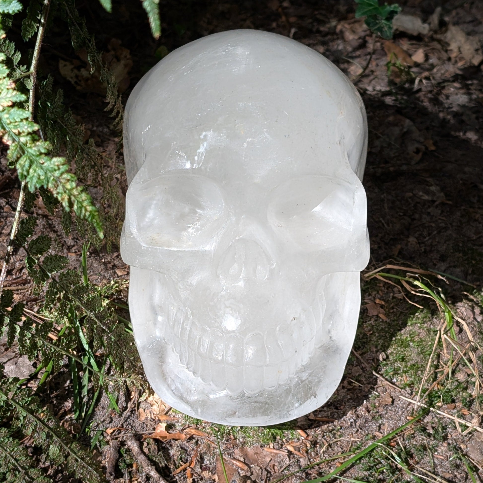Kristallschädel "Dhanvantari" aus milchigem Quarz.