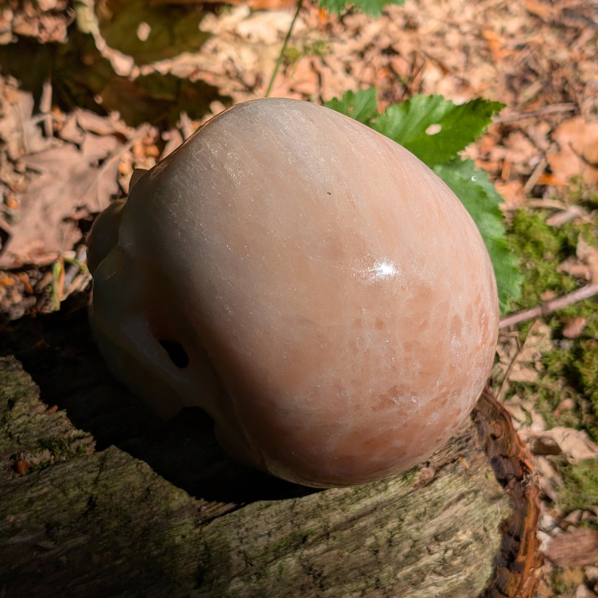 Kristallschädel "Flammenhüter" aus rotem Selenit.