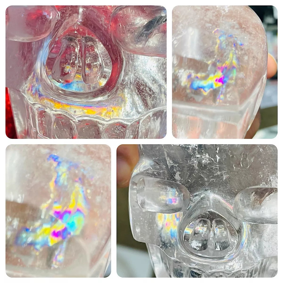 Kristallschädel "Sam" | Glücksbringer & Regenbogenmacher (454g)