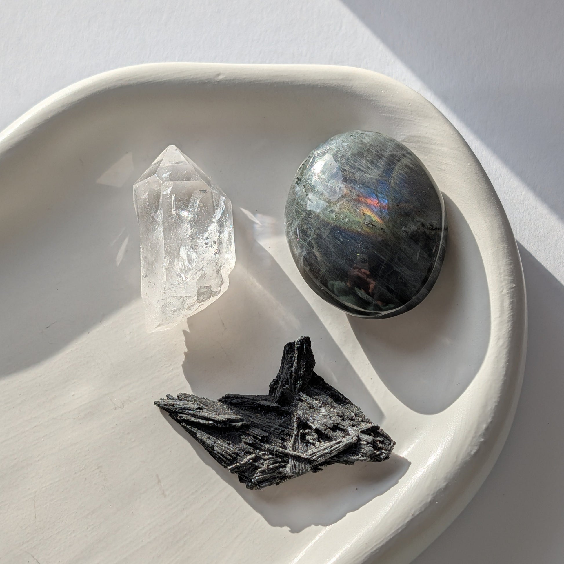 Kristallset Blockaden lösen Schwarzer Kyanit Hexenbesen Labradorit Bergkristall Temple of Desire