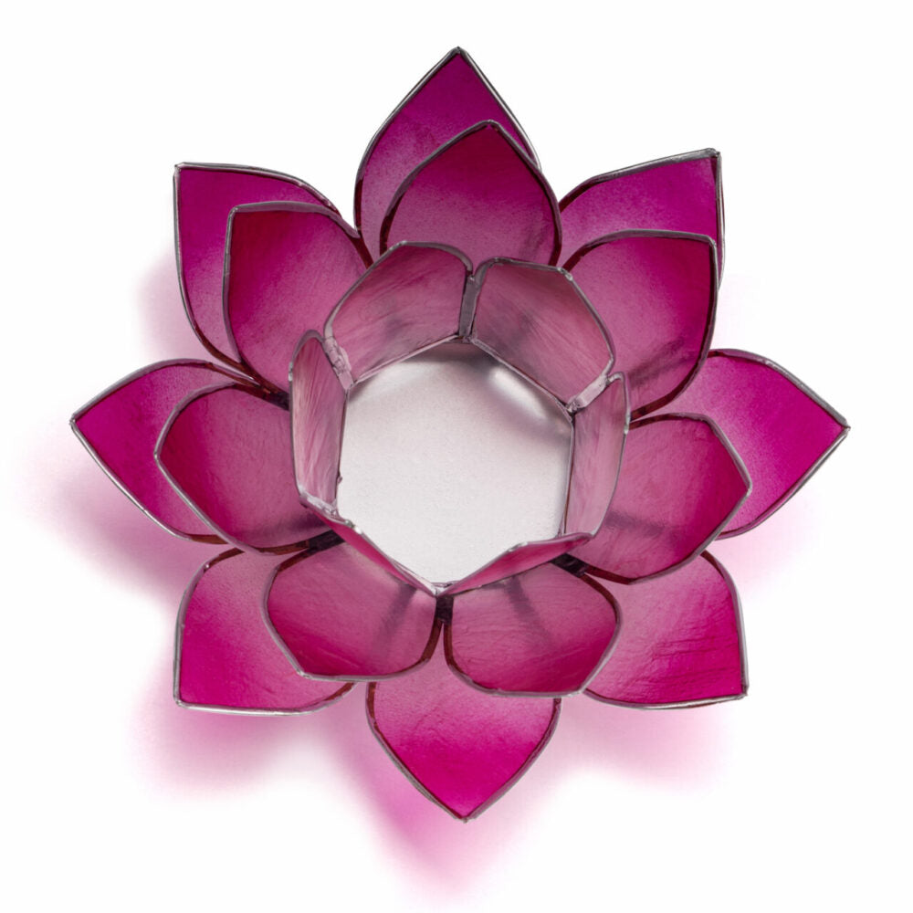 Lotus Teelichthalter Capiz in Pink mit Silber, weitere Ansicht